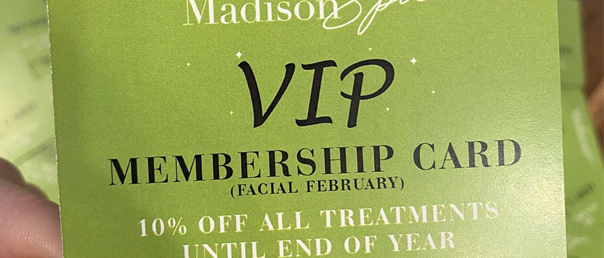 Madison Spa Client Discount VIP Card